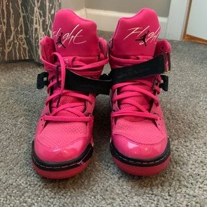 Pink Nike Air Jordans. Barely worn. Cute, comfortable and light weight.